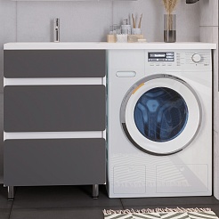 Stella Polare Тумба с раковиной Корделия 120 R под стиральную машину белая/серая матовая – фотография-2